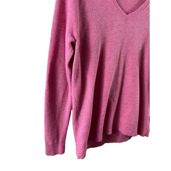 Gap Brooklyn V-Neck Wool Blend Textured Sweater Size Medium Pink Heather - Picture 2 of 7